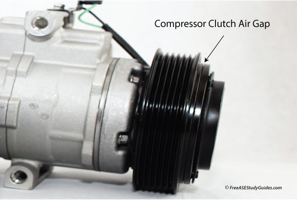 Compressor clutch air gap.