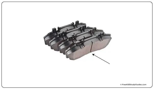 Brake pads have grooves that act as a wear indicator