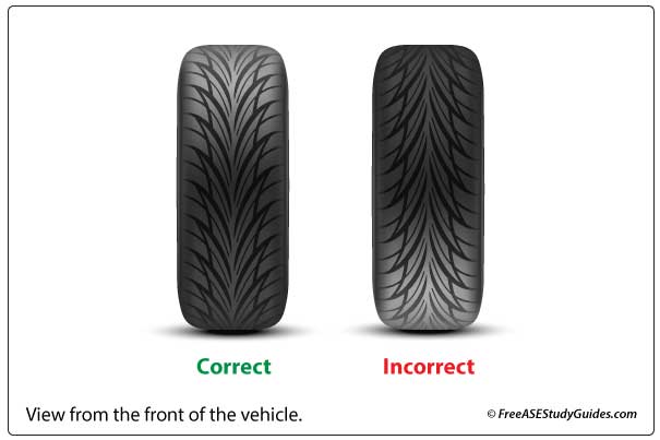 Dismount and flip or rotate directional tires front to rear and not diagonally.