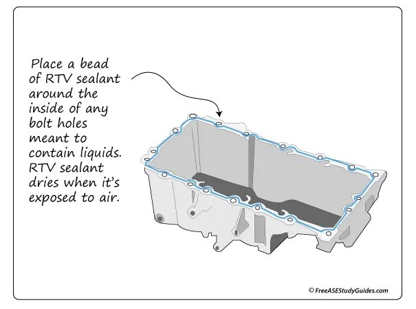 RTV Sealant applied to an oil pan.