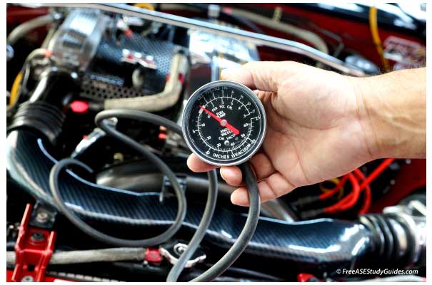 Vacuum test with a vacuum gauge.